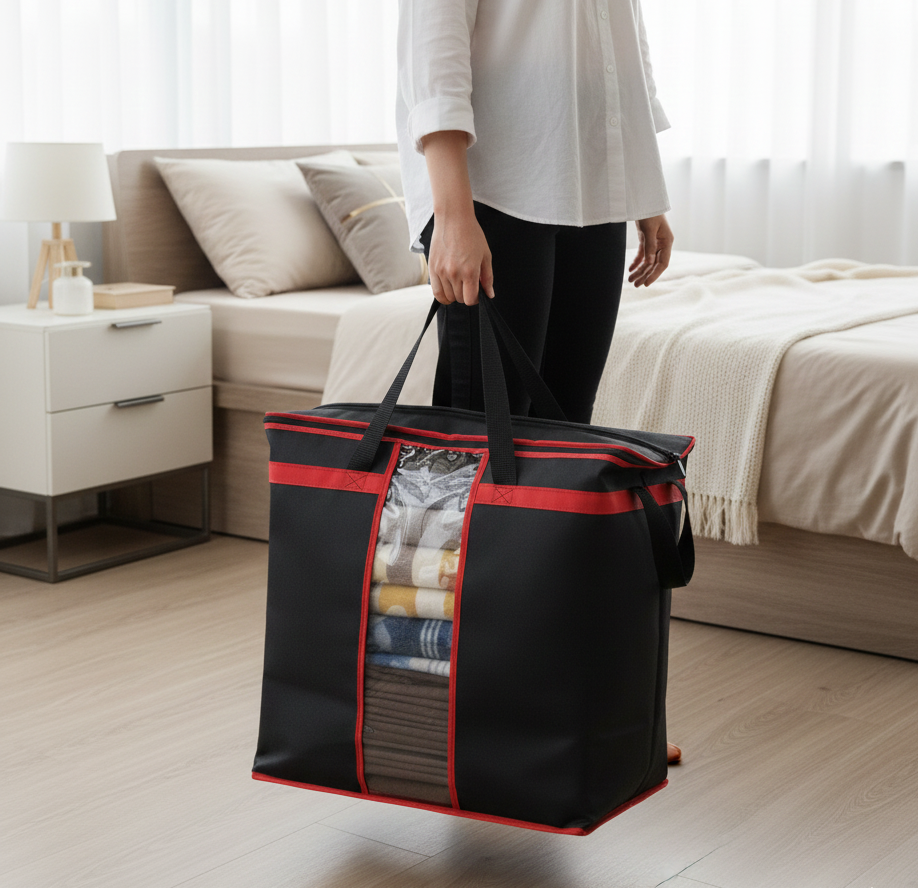 Large Storage Bag Organizers – Heavy-Duty Clothes & Blanket Storage Solution | Foldable, Spacious, Durable